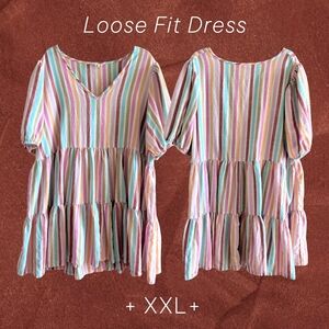 a.n.a Multicolor Striped Dress XXL